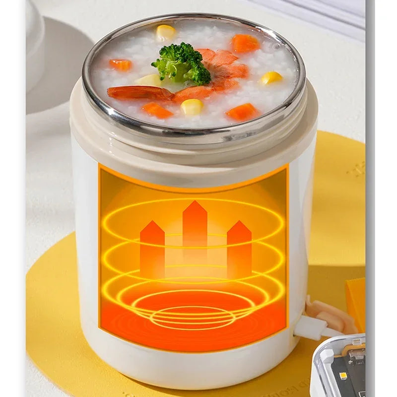 Electric Lunch Box — Portable USB Food Warmer, 600ML Stainless Steel