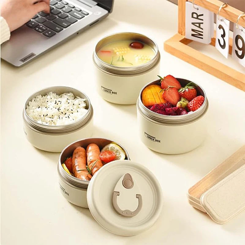 Insulated Bento Box — 3-Compartment Stackable Lunch Container
