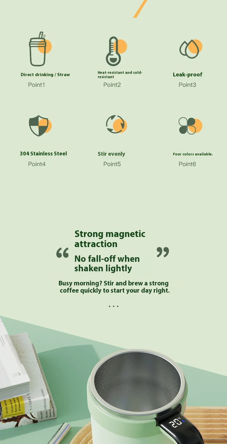 Self-Stirring Mug — Smart Magnetic Auto-Mixing Cup
